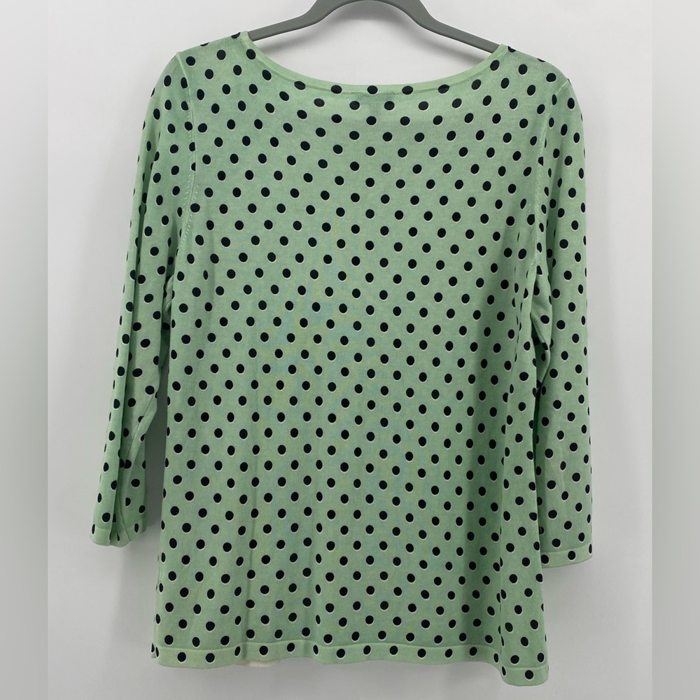 Talbots Womens Sweater Mint Green Polka Dot 3/4 Sleeve Round Neck‎ Pullover Sz M - Picture 5 of 7